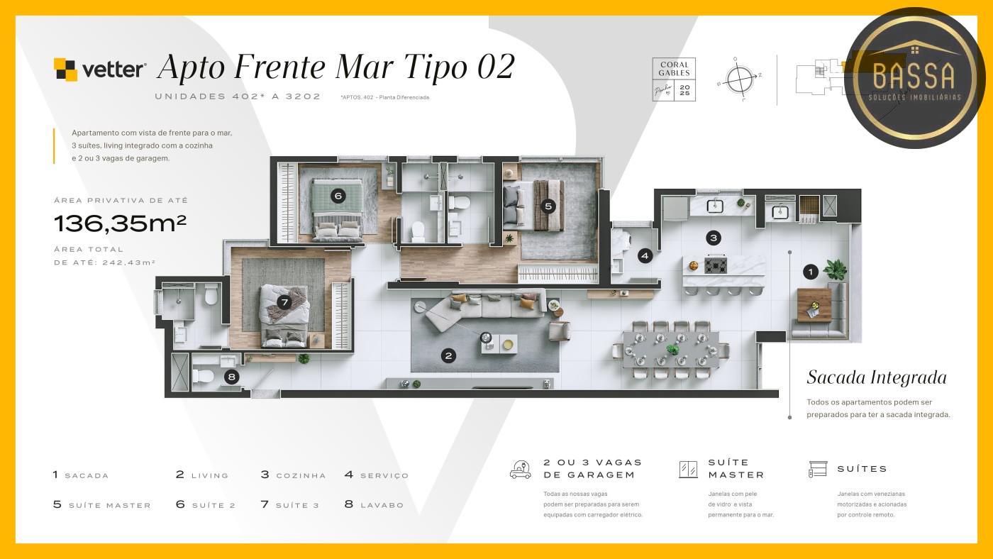 Apartamento para venda, 136m², com 3 dormitórios - Centro, Penha